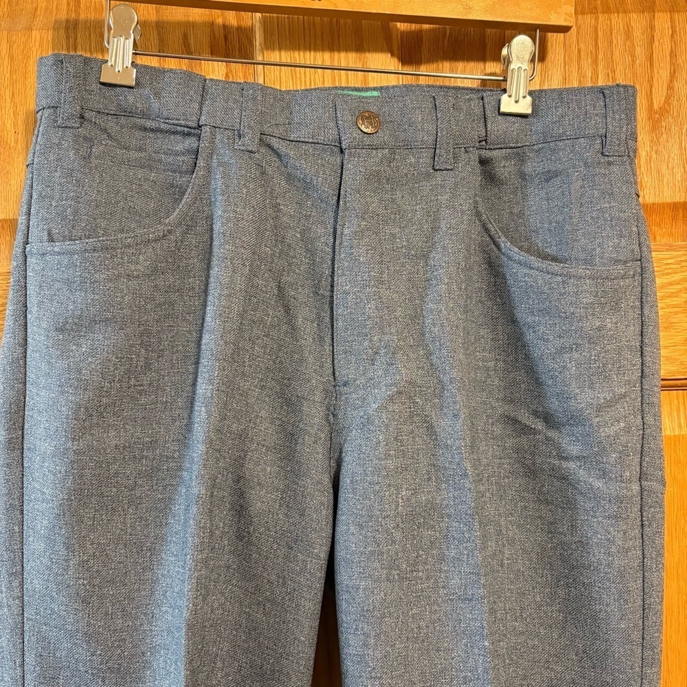 Habands Fit Forever Stretch Waist Denim Blue Polyester Pant Mens 34L 34X32 Retro - Picture 4 of 7
